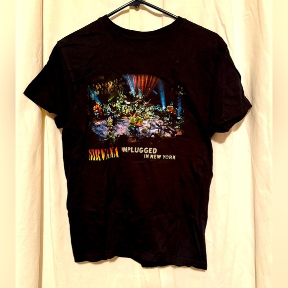 Nirvana Graphic Tee Unplugged In New York Unisex Sz S Short Sleeve 2 Side Grunge - Picture 1 of 5